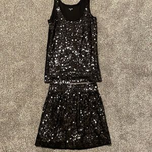 Garnet Hill 2 piece sequin tank and mini skirt